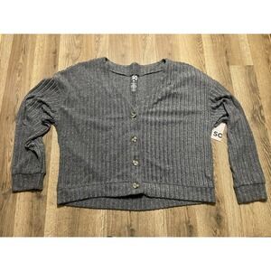 SO Sweater, Women's Size XXL, Gray, Buttons Up Cozy Cardigan, Long Sleeve NWT